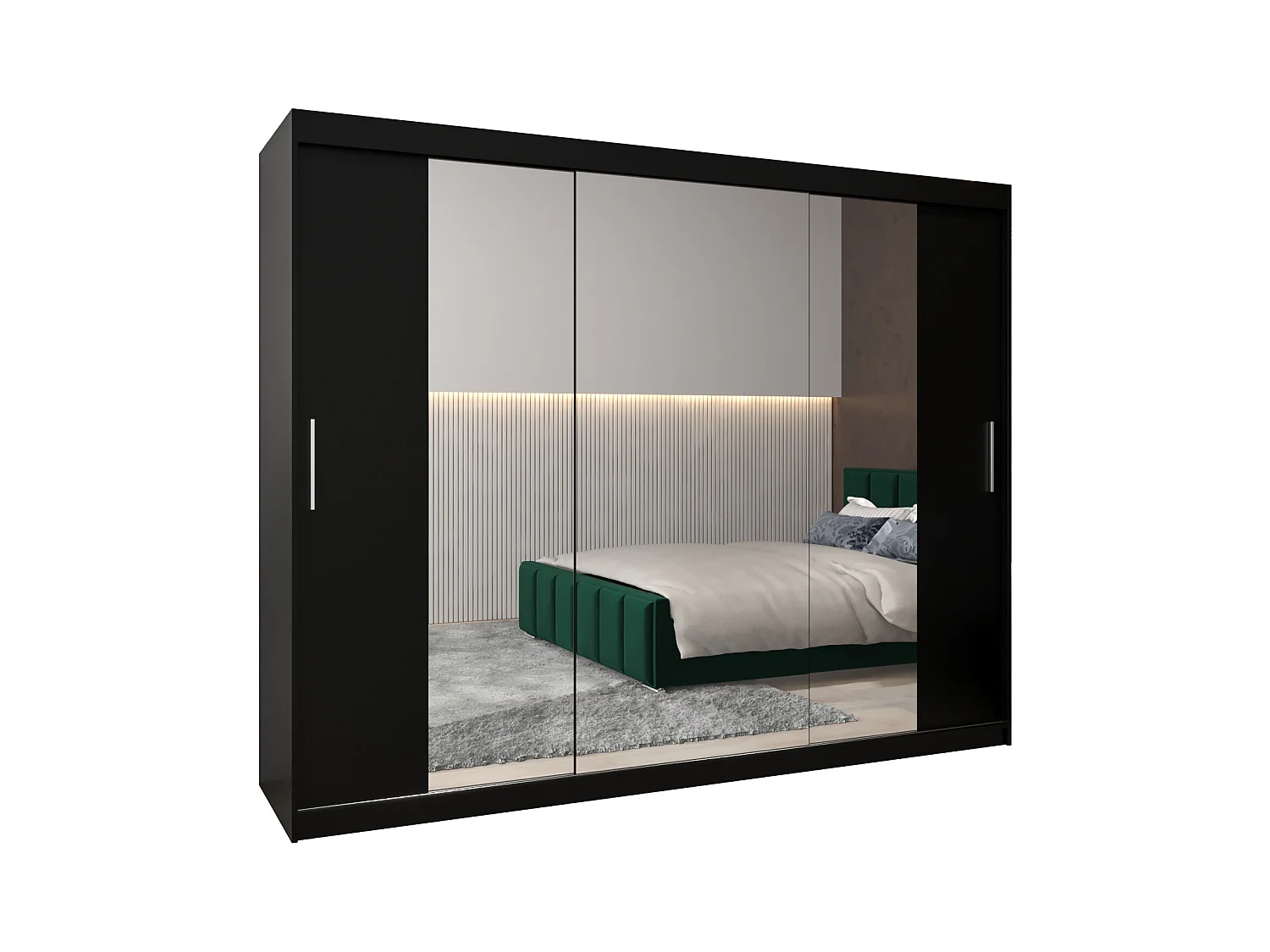 Schwebetürenschrank Tokyo 2 200/250/62 2-Türig (Schwarz)