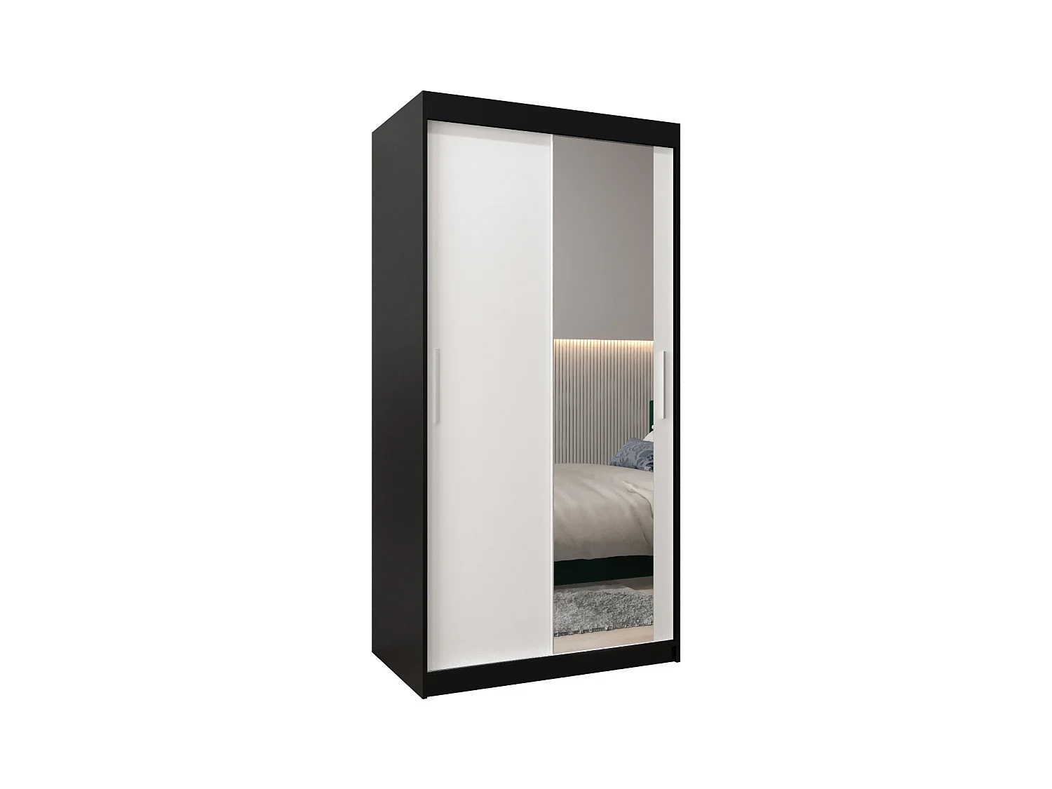 Schwebetürenschrank Tokyo 2 200/100/62 2-Türig (Schwarz/Weiß)
