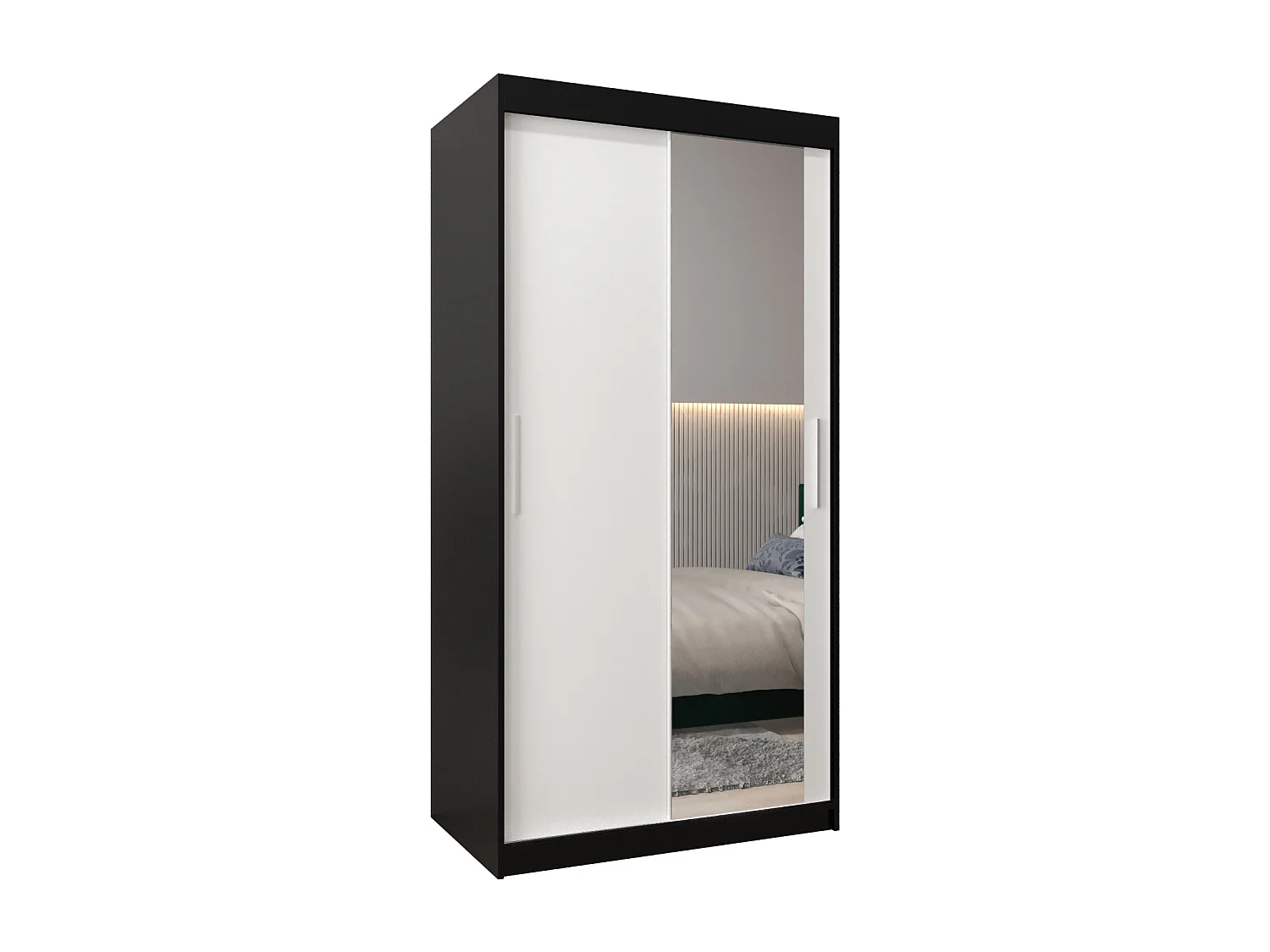 Schwebetürenschrank Tokyo 2 200/100/62 2-Türig (Schwarz/Weiß)