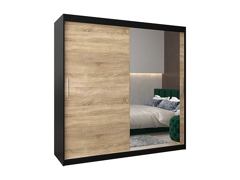 Armadio Tokyo 2 ad ante scorrevoli 200/200/62 2 porte (nero/sonoma)