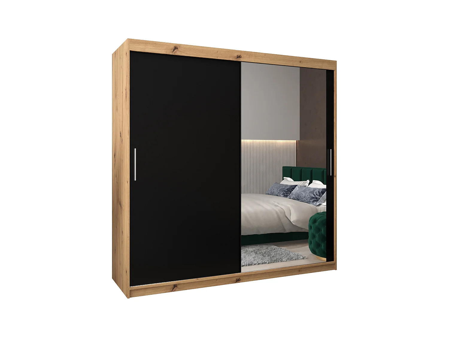 Schwebetürenschrank Tokyo 2 200/200/62 2-Türig (Artisan/Schwarz)