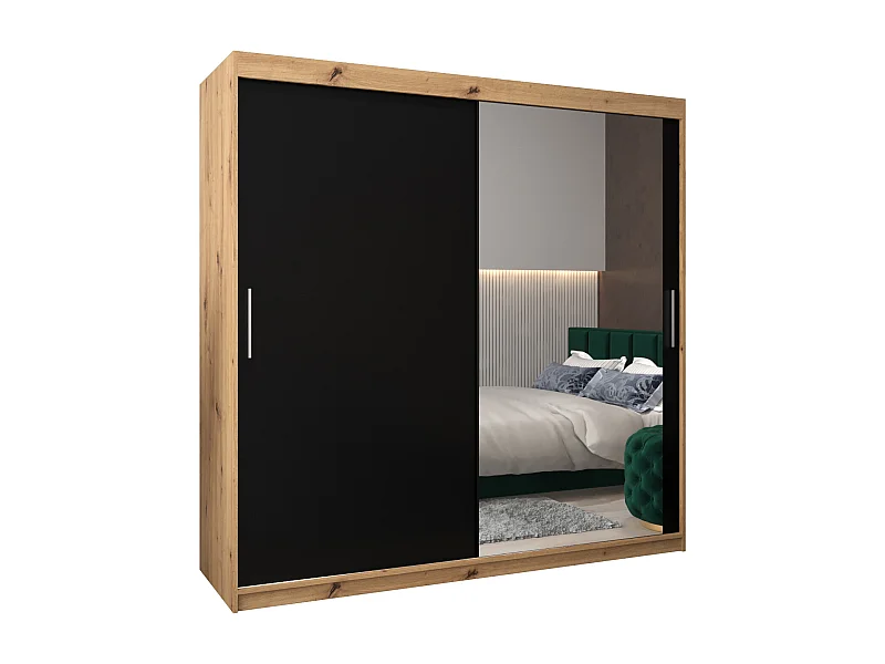 Armoire Tokyo 2 À Portes Coulissantes 200/200/62 2 portes (Artisan/Noir)