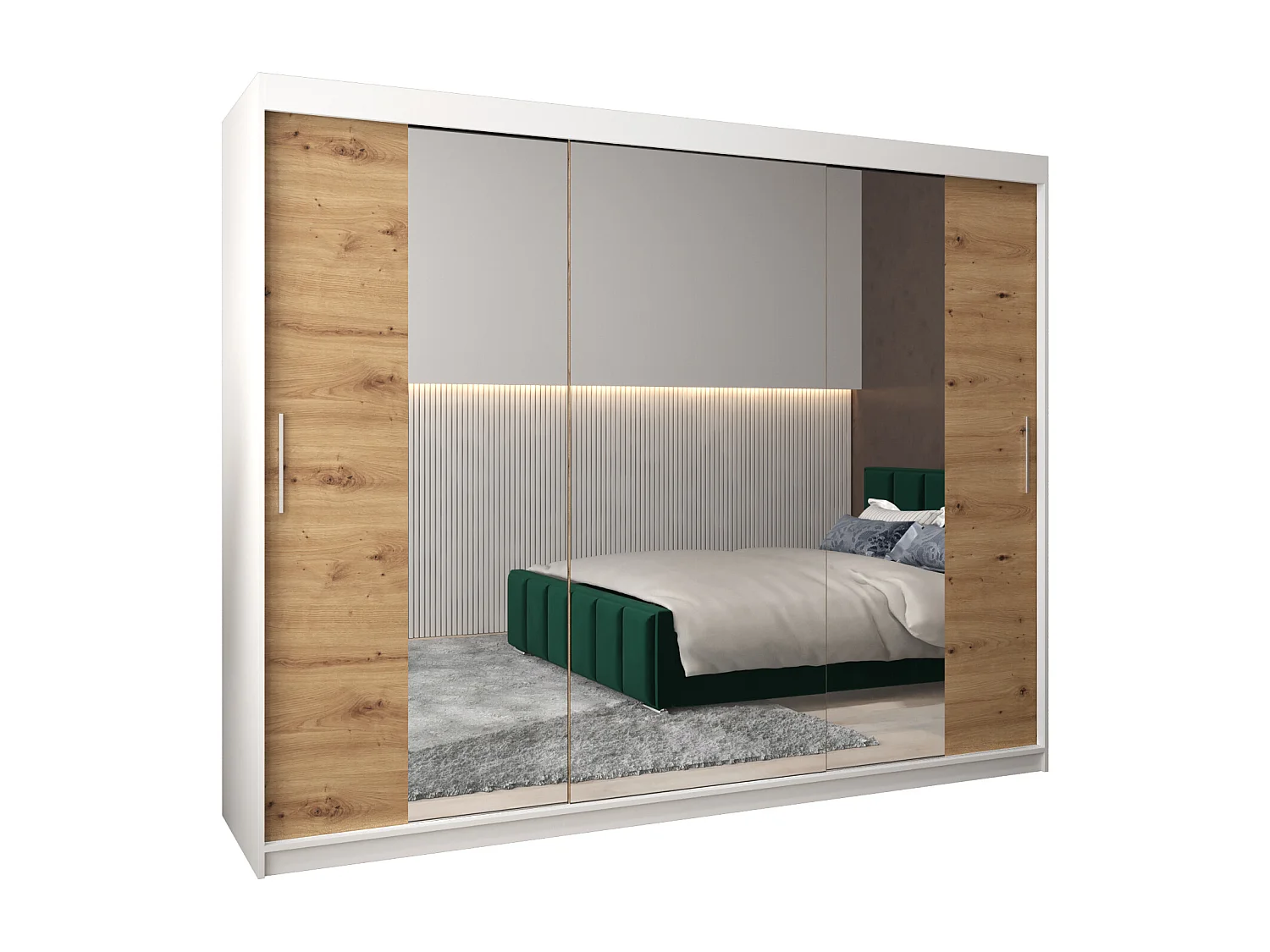 Armadio Tokyo 2 ad ante scorrevoli 200/250/62 3 porte (bianco/artisan)