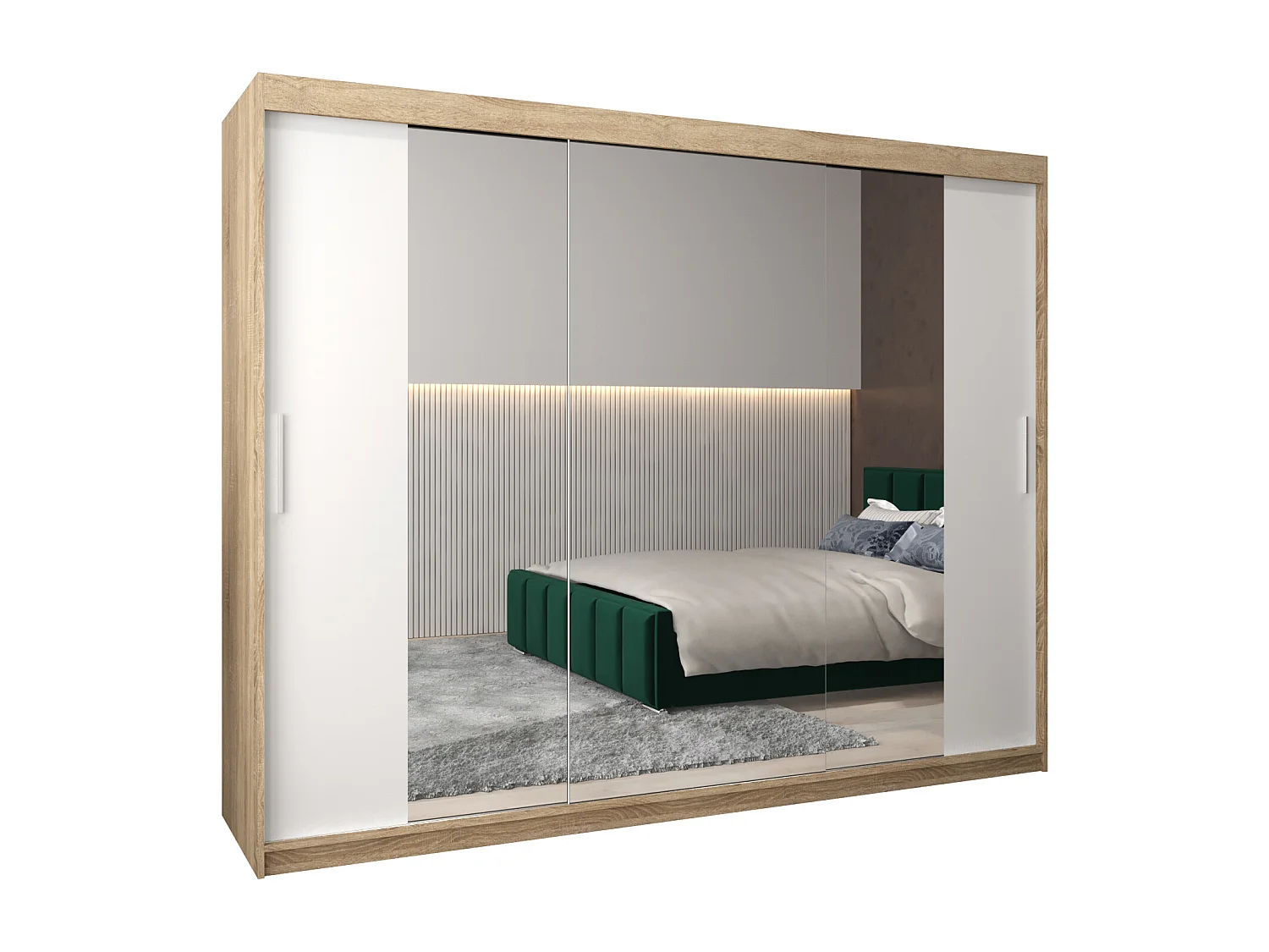 Schwebetürenschrank Tokyo 2 200/250/62 2-Türig (Sonoma/Weiß)