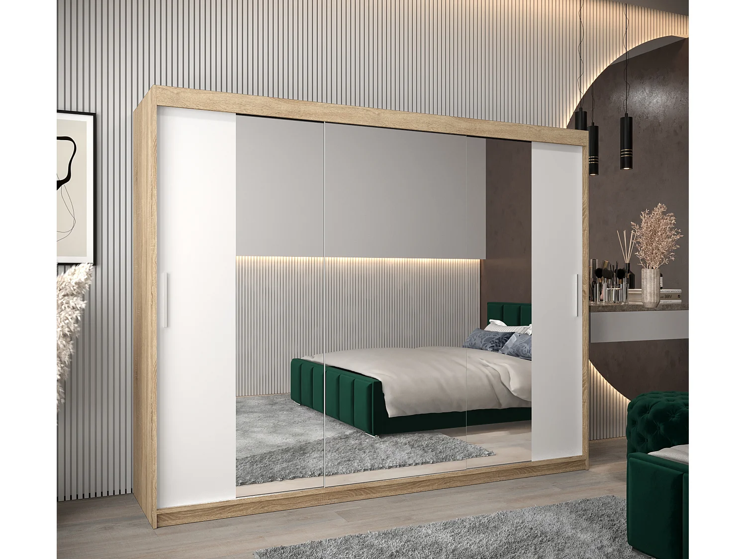 Schwebetürenschrank Tokyo 2 200/250/62 2-Türig (Sonoma/Weiß)