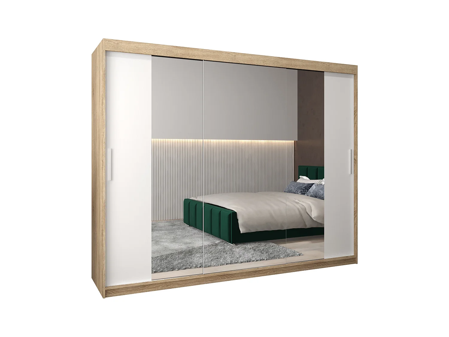 Schwebetürenschrank Tokyo 2 200/250/62 2-Türig (Sonoma/Weiß)