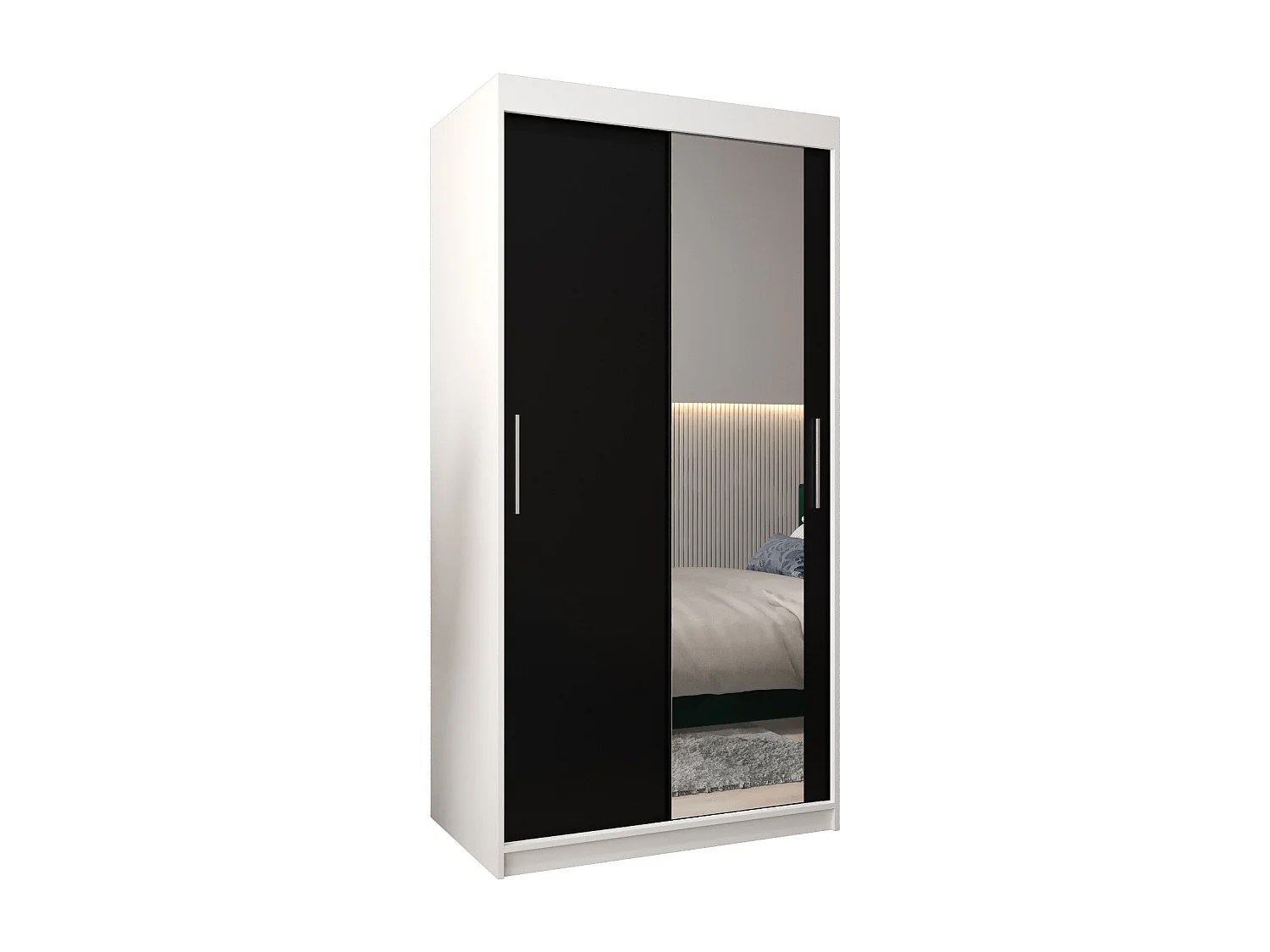 Armoire Tokyo 2 À Portes Coulissantes 200/100/62 2 portes (Blanc/Noir)