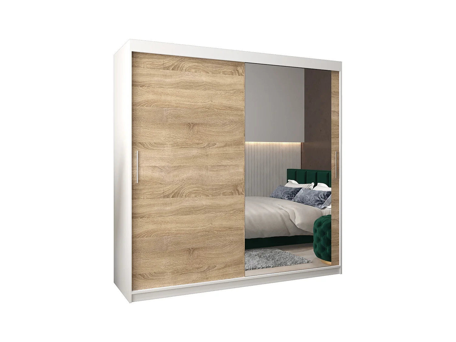 Schwebetürenschrank Tokyo 2 200/200/62 2-Türig (Weiß/Sonoma)