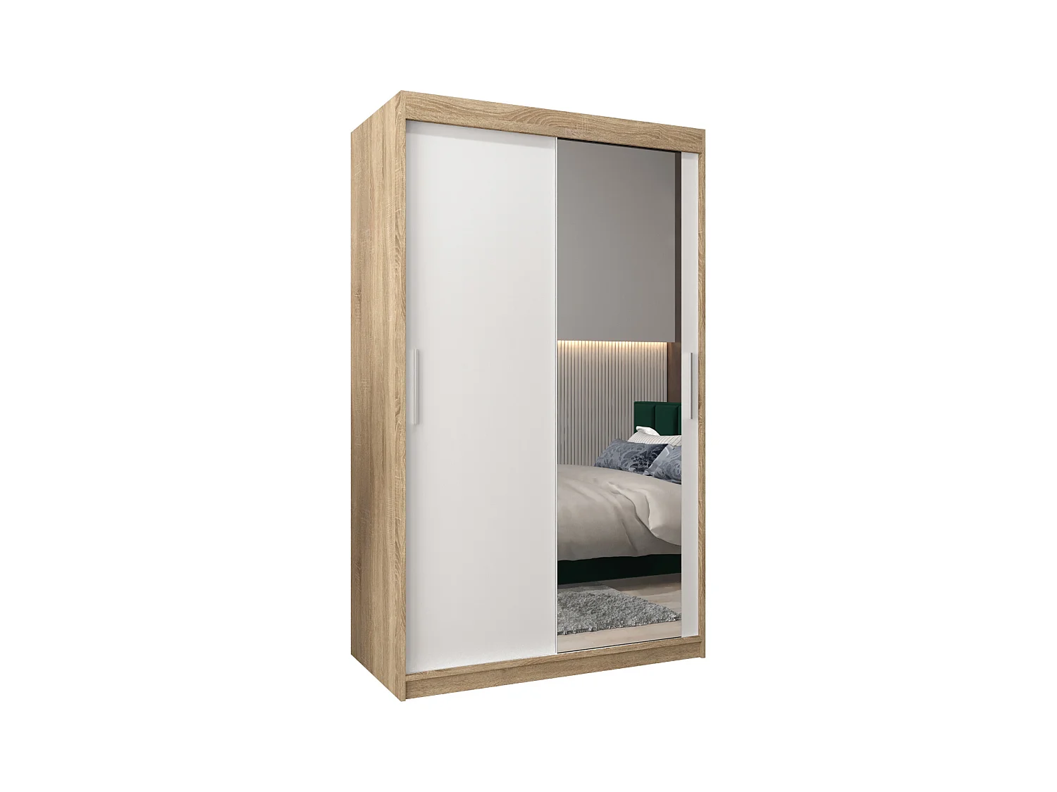 Armoire Tokyo 2 À Portes Coulissantes 200/120/62 2 portes (Sonoma/Blanc)