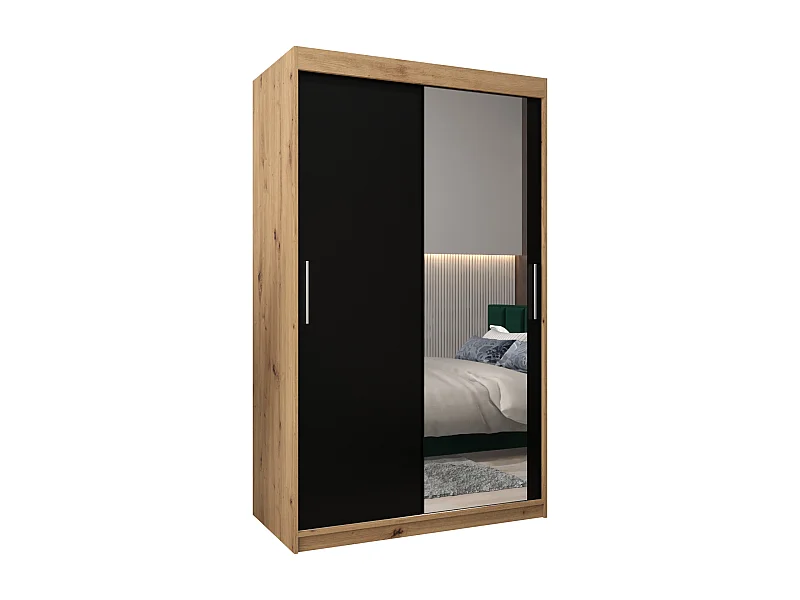 Armoire Tokyo 2 À Portes Coulissantes 200/120/62 2 portes (Artisan/Noir)