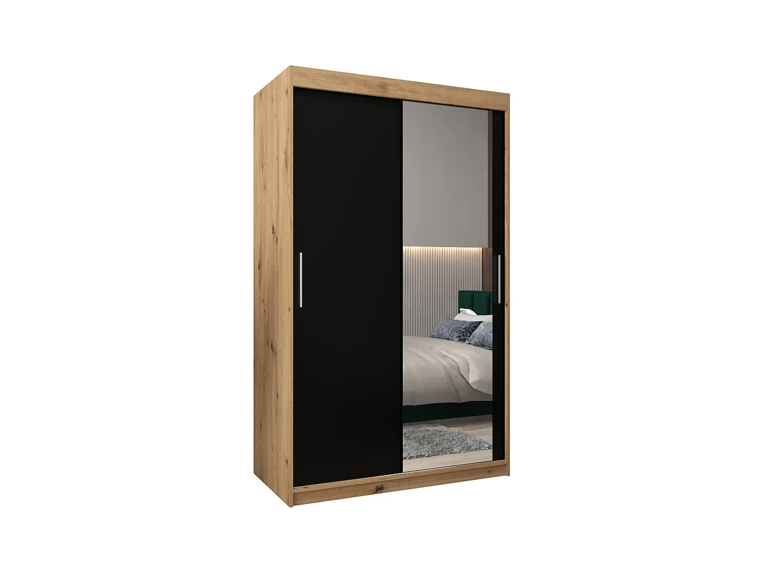 Armoire Tokyo 2 À Portes Coulissantes 200/120/62 2 portes (Artisan/Noir)