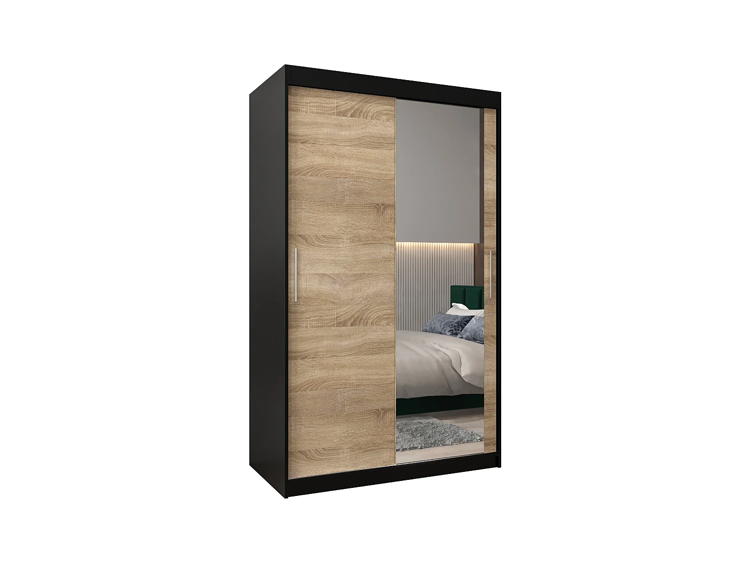Armoire Tokyo 2 À Portes Coulissantes 200/120/62 2 portes (Noir/Sonoma)