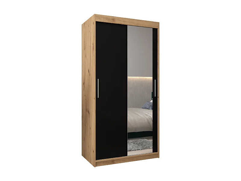 Armoire Tokyo 2 À Portes Coulissantes 200/100/62 2 portes (Artisan/Noir)