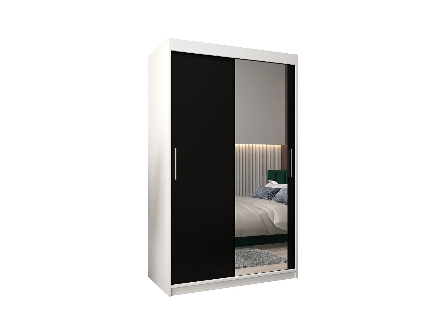 Armoire Tokyo 2 À Portes Coulissantes 200/120/62 2 portes (Blanc/Noir)