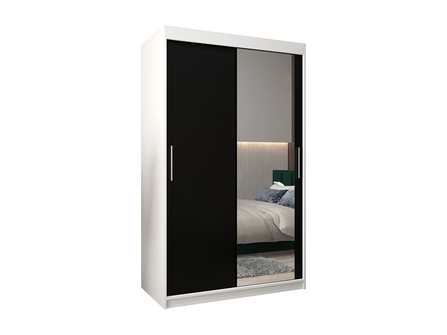 Armoire Tokyo 2 À Portes Coulissantes 200/120/62 2 portes (Blanc/Noir)