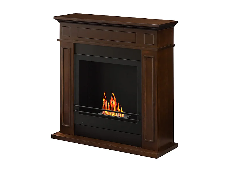 Jefferson - Camino a bioetanolo da terra in legno 89,5x28xH90,5 cm, colore marrone