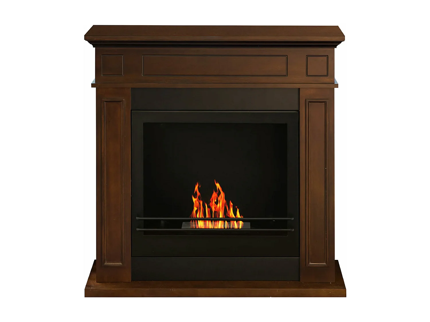 Jefferson - Camino a bioetanolo da terra in legno 89,5x28xH90,5 cm, colore marrone