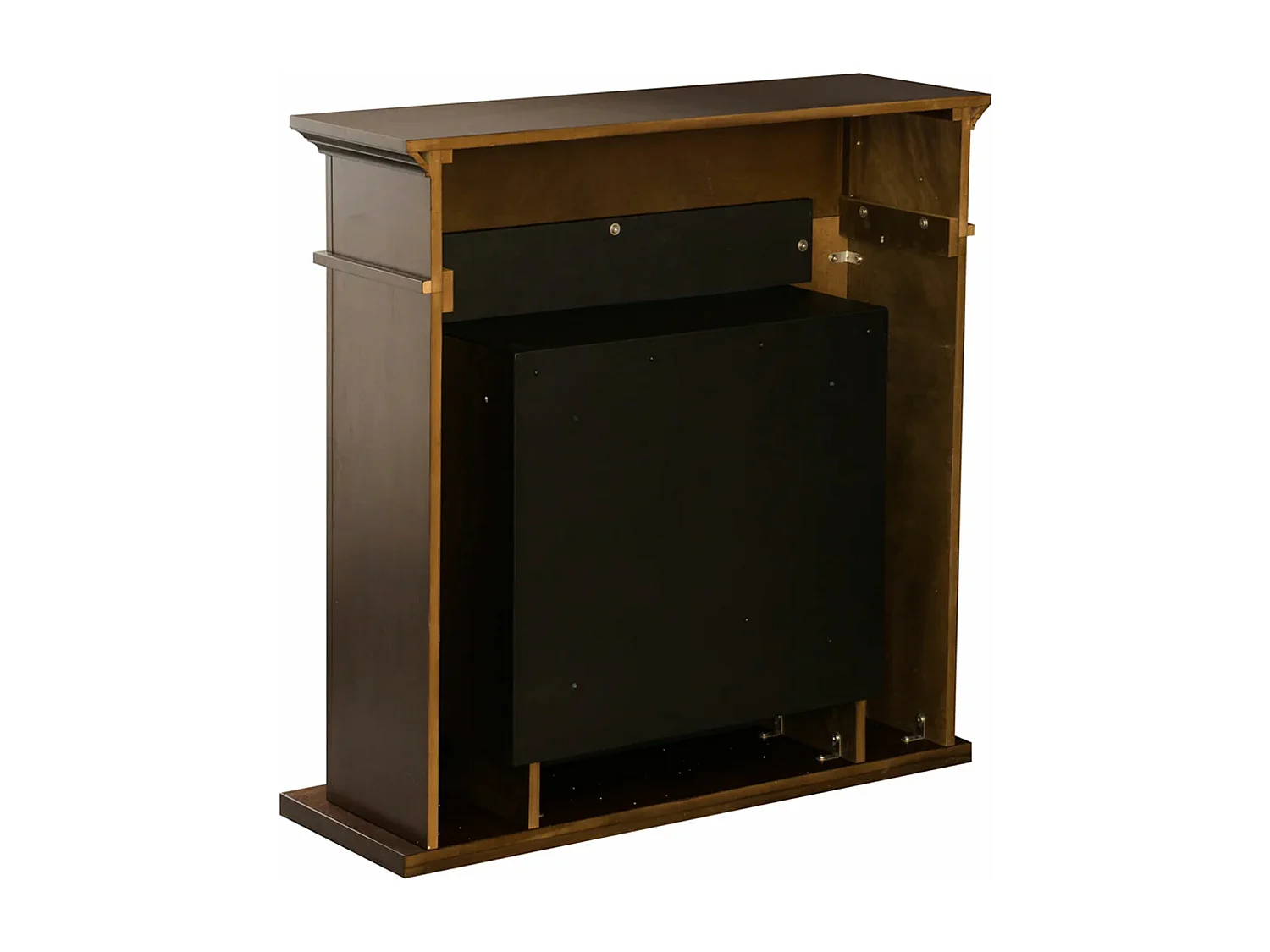 Jefferson - Camino a bioetanolo da terra in legno 89,5x28xH90,5 cm, colore marrone