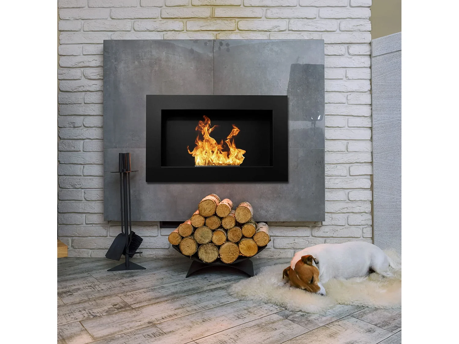 Pisa - Cheminée à bioéthanol murale ou à encastrer au mur 65x12xH40 cm