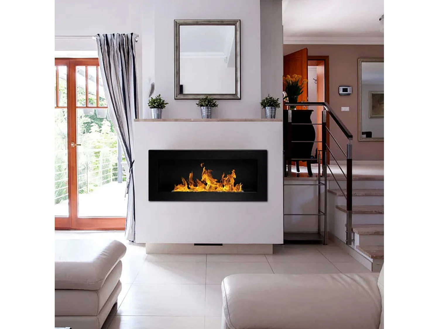 Lucca - Chimenea de bioetanol pared o de empotrar en pared 90x12xH40 cm