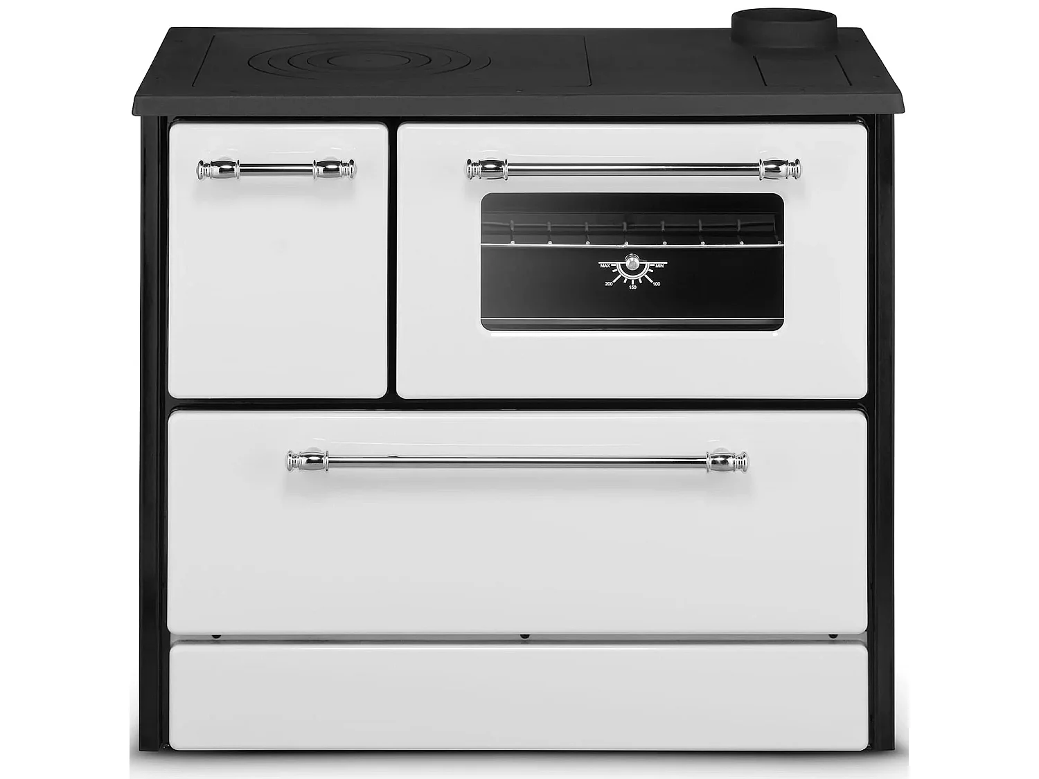 Beatrice - Stufa a legna con cucina e forno 87x51xH79 cm, colore bianco