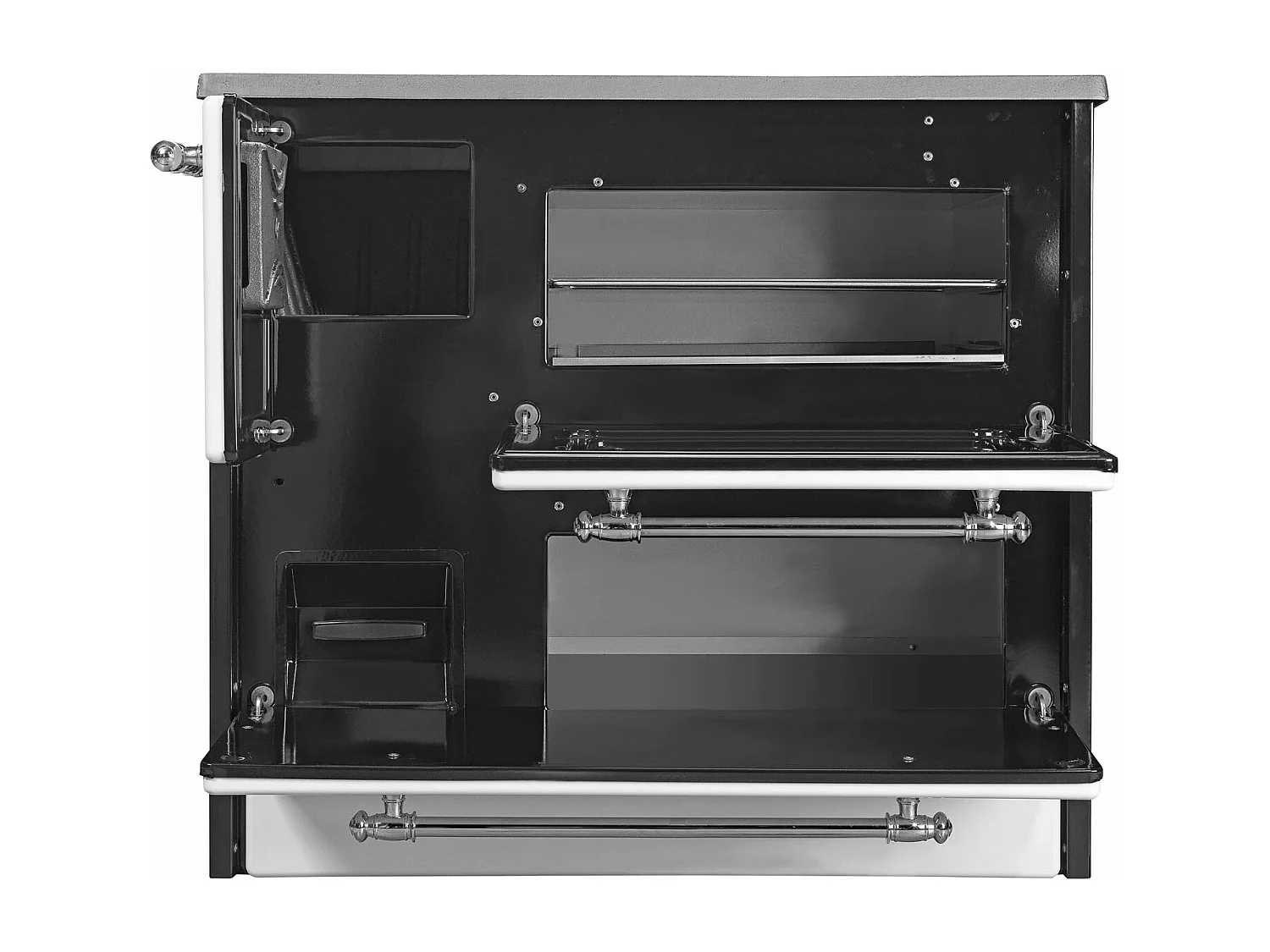 Beatrice - Stufa a legna con cucina e forno 87x51xH79 cm, colore bianco