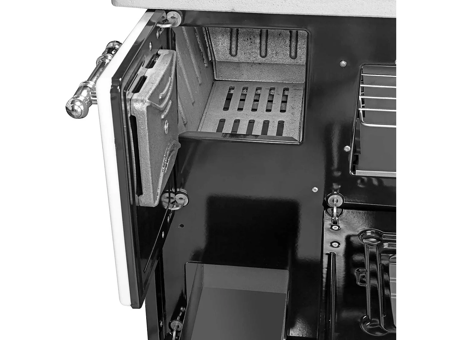 Beatrice - Stufa a legna con cucina e forno 87x51xH79 cm, colore bianco