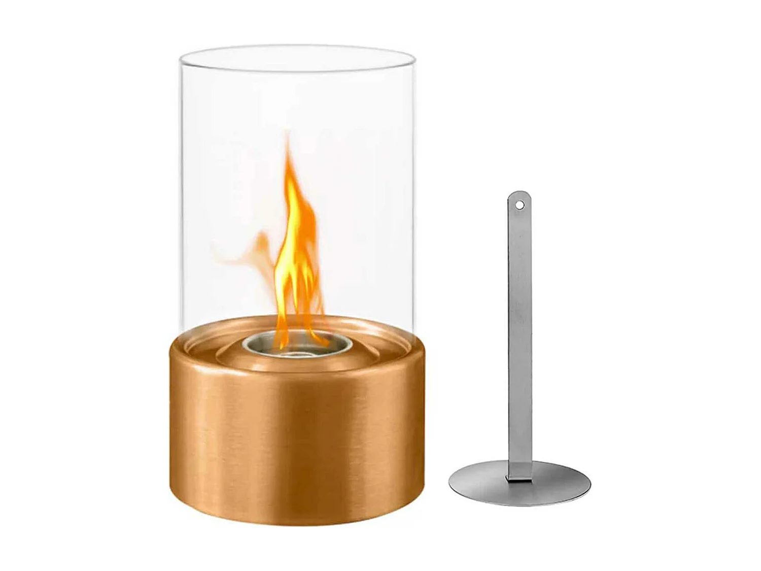 Marsiglia - Cheminée au bioéthanol de table pour l'intérieur et l'extérieur ø16 x H27 cm, couleur de bronze