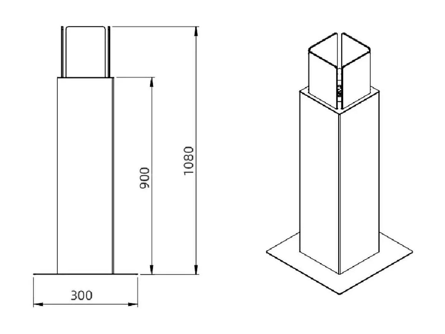 Capri - Chimenea de bioetanol para exterior 20x20x110 cm, color negro