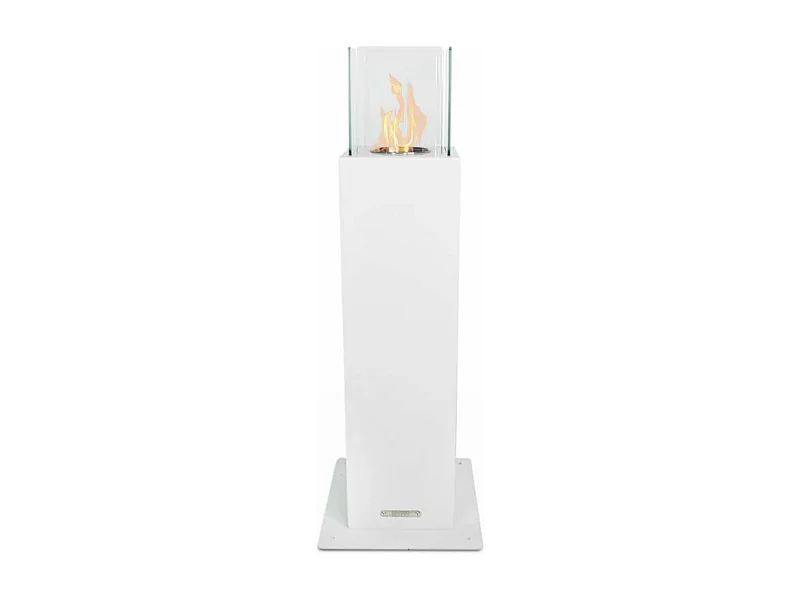 Capri - Chimenea de bioetanol para exterior 20x20x70 cm, color blanco