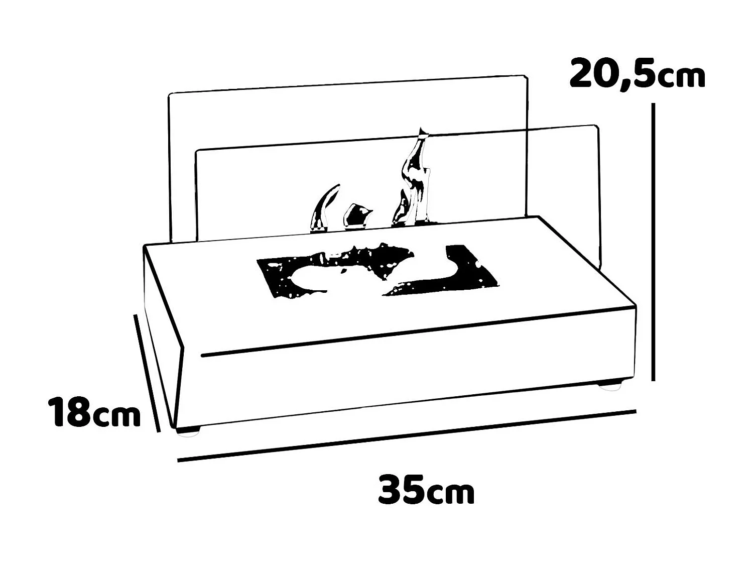 Berlino - Chimenea de bioetanol de mesa 35x18xH20,5 cm