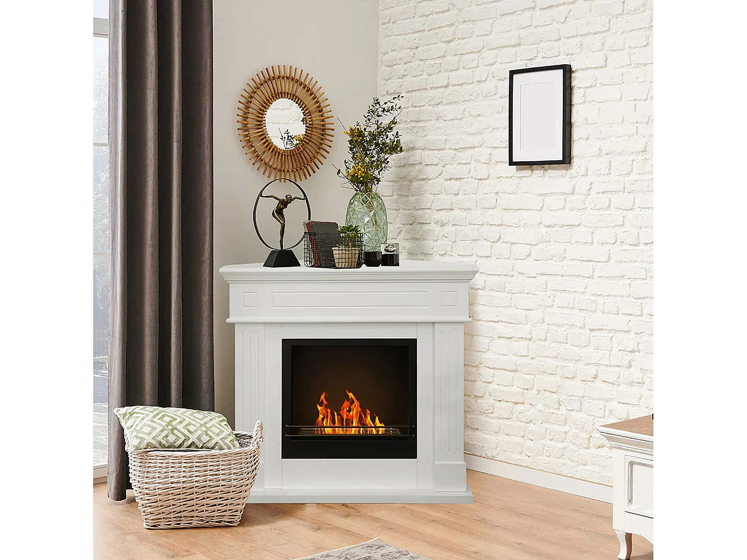 Ford - Camino a bioetanolo angolare da terra 110x63xH102 cm, colore bianco