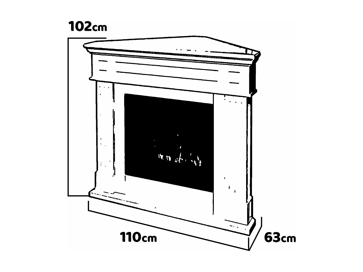Ford - Cheminée bioéthanol angulaire de sol 110x63xH102 cm, couleur blanc