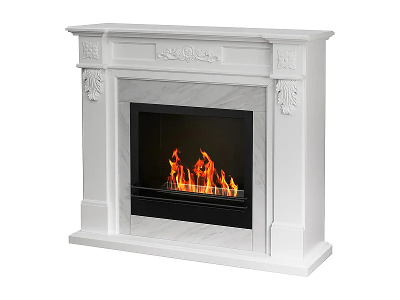 Truman - Camino a bioetanolo da terra effetto marmo 121x38xH108 cm