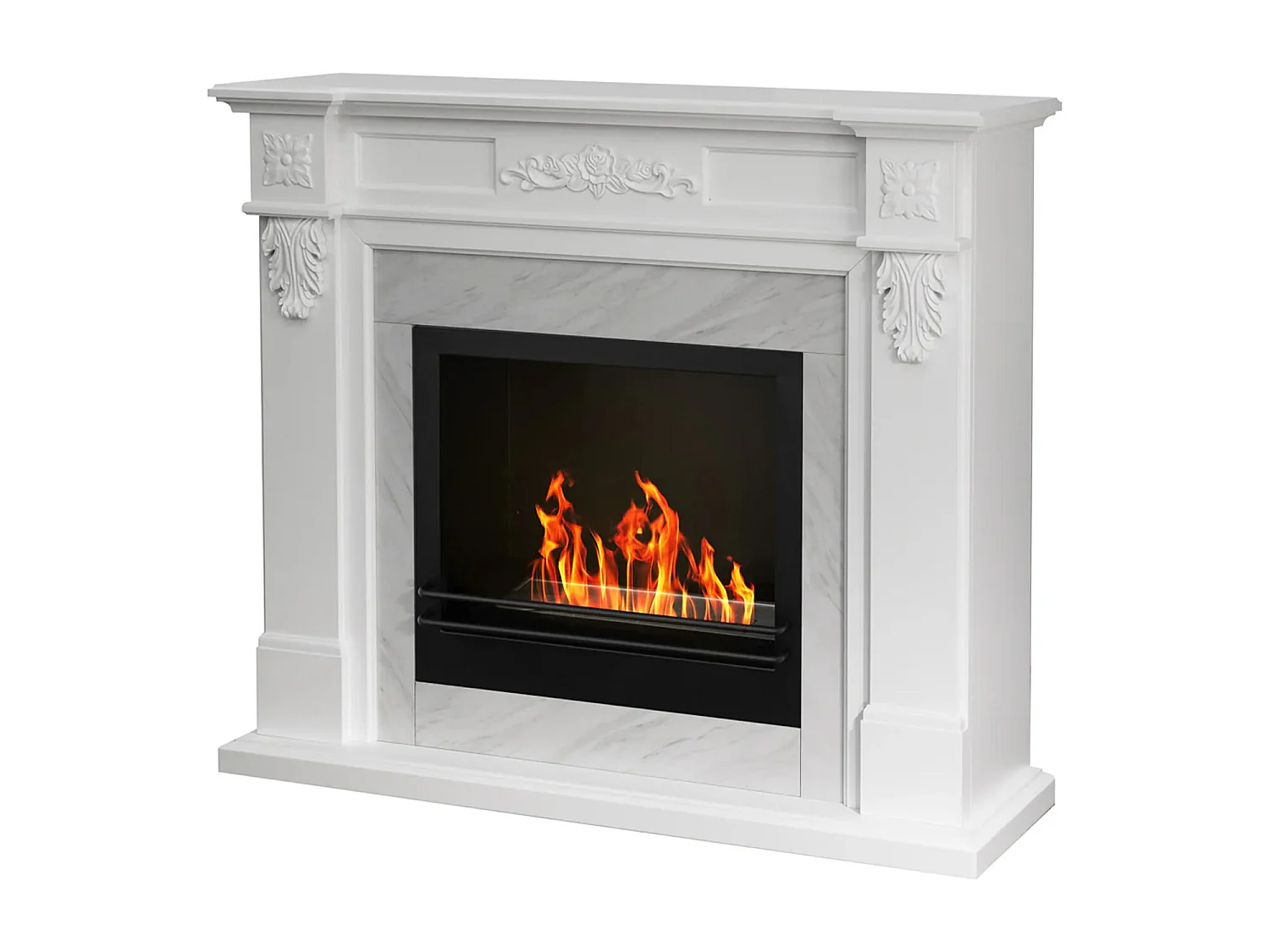 Truman - Camino a bioetanolo da terra effetto marmo 121x38xH108 cm