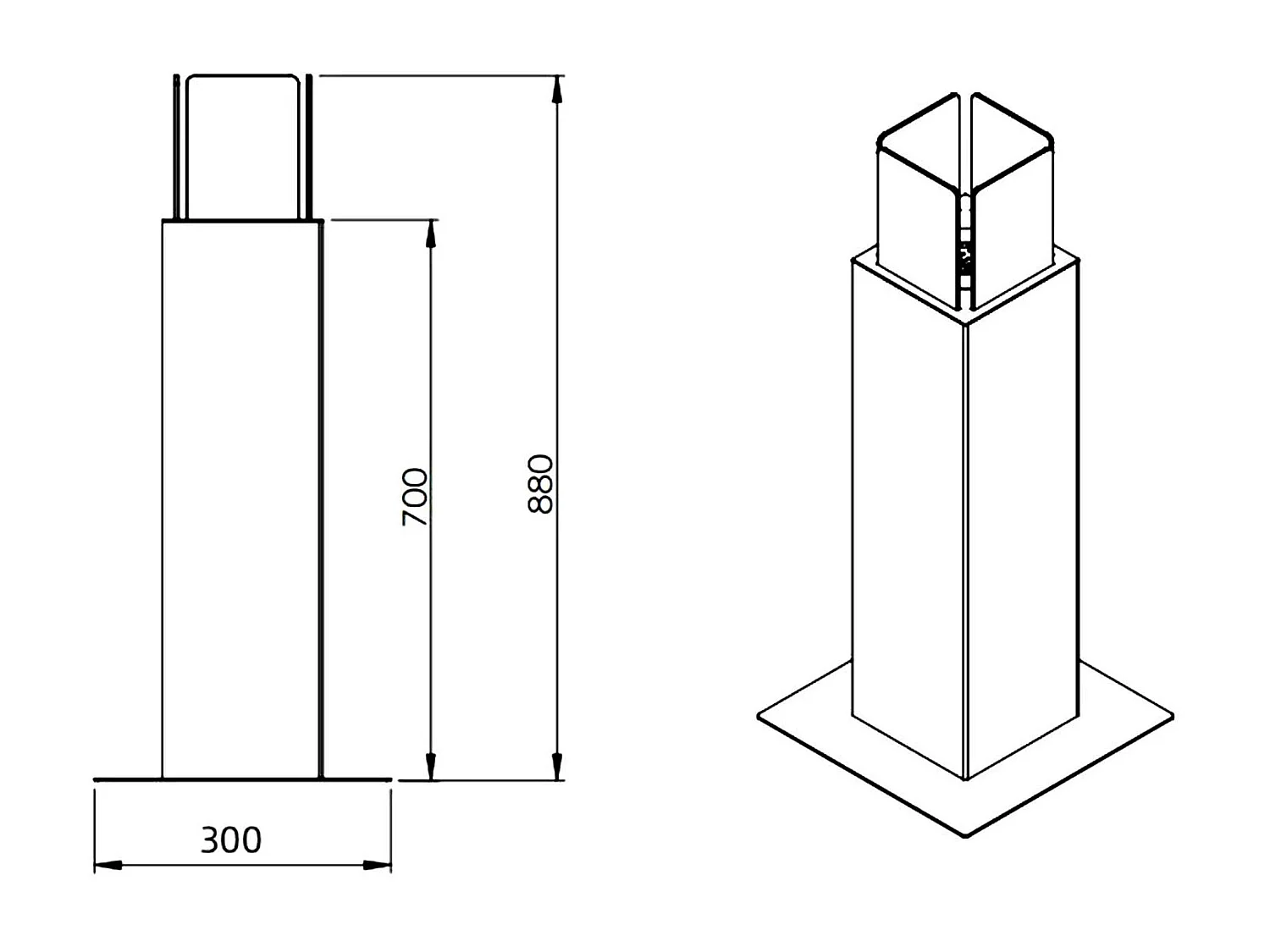 Capri - Camino a bioetanolo da esterno 20x20x70 cm, colore ruggine