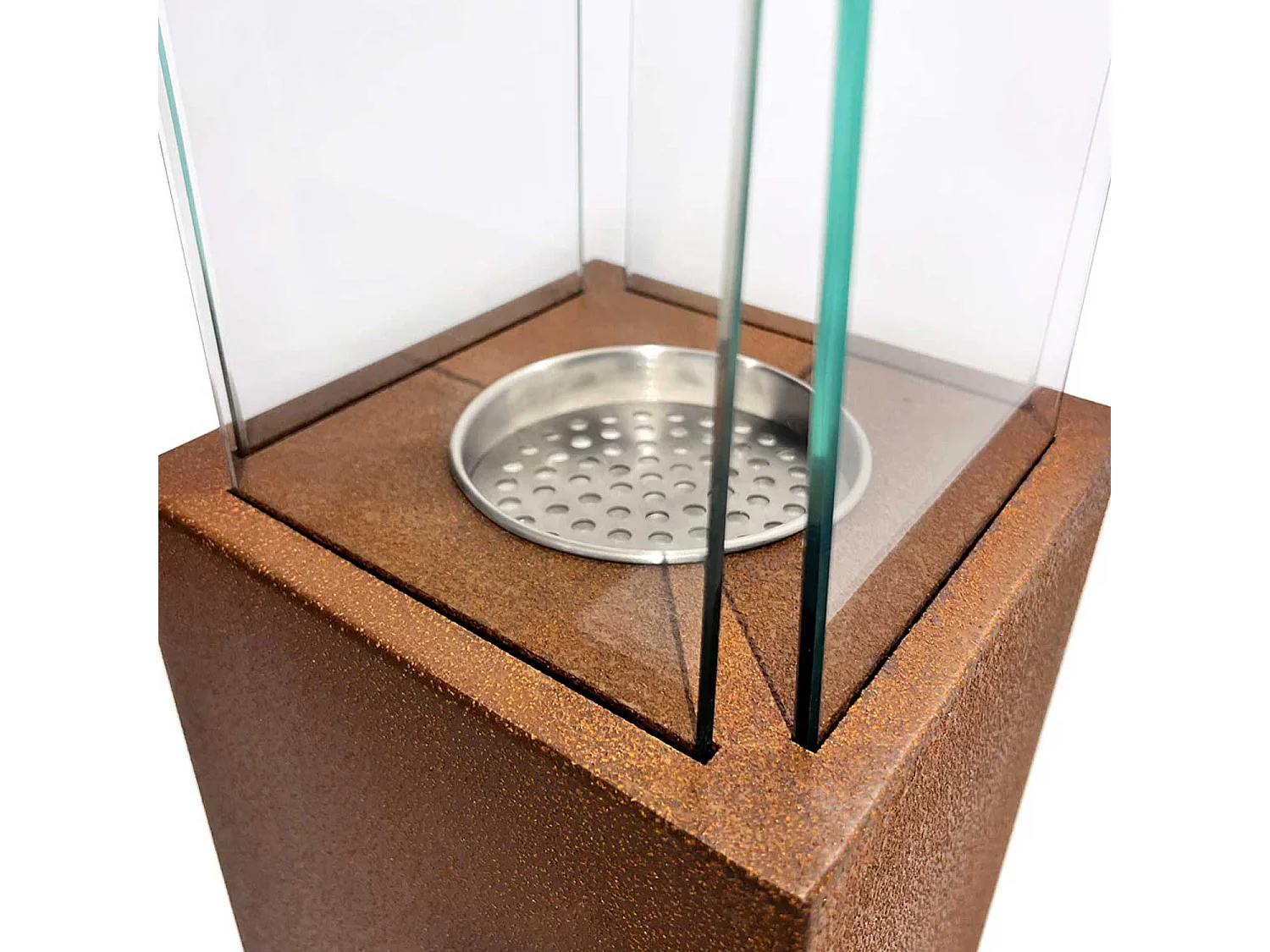 Capri - Cheminée éthanol pour extérieur 20x20x70 cm, couleur rouille