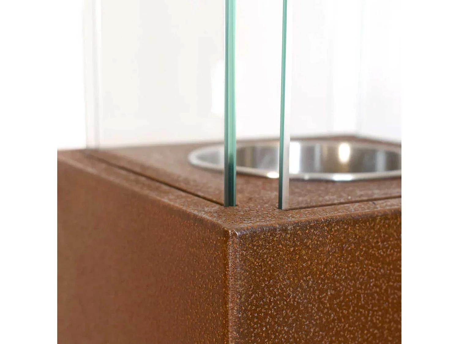 Capri - Cheminée éthanol pour extérieur 20x20x70 cm, couleur rouille