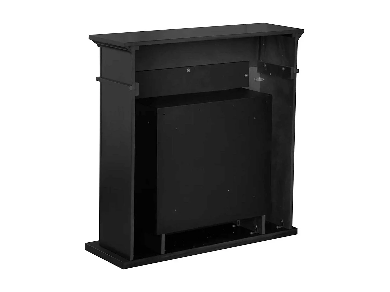 Jefferson - Cheminée au bioéthanol de sol en bois 89,5x28xH90,5 cm, couleur noire