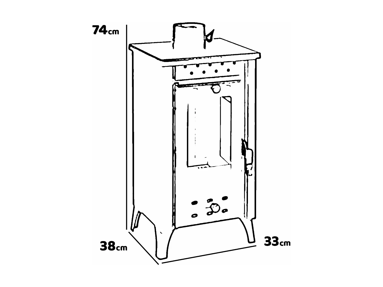 Matilde - Poêle à bois 7,7 Kw 33x38,5xH74 cm, noir