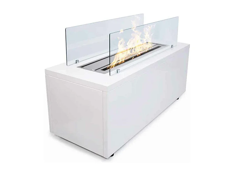 Caravaggio - Chimenea de bioetanol de suelo 100x40xH40 cm, color blanco