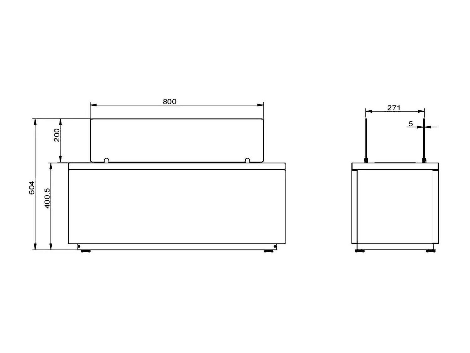 Caravaggio - Camino a bioetanolo da terra per interno ed esterno 100x40xH40 cm, colore bianco