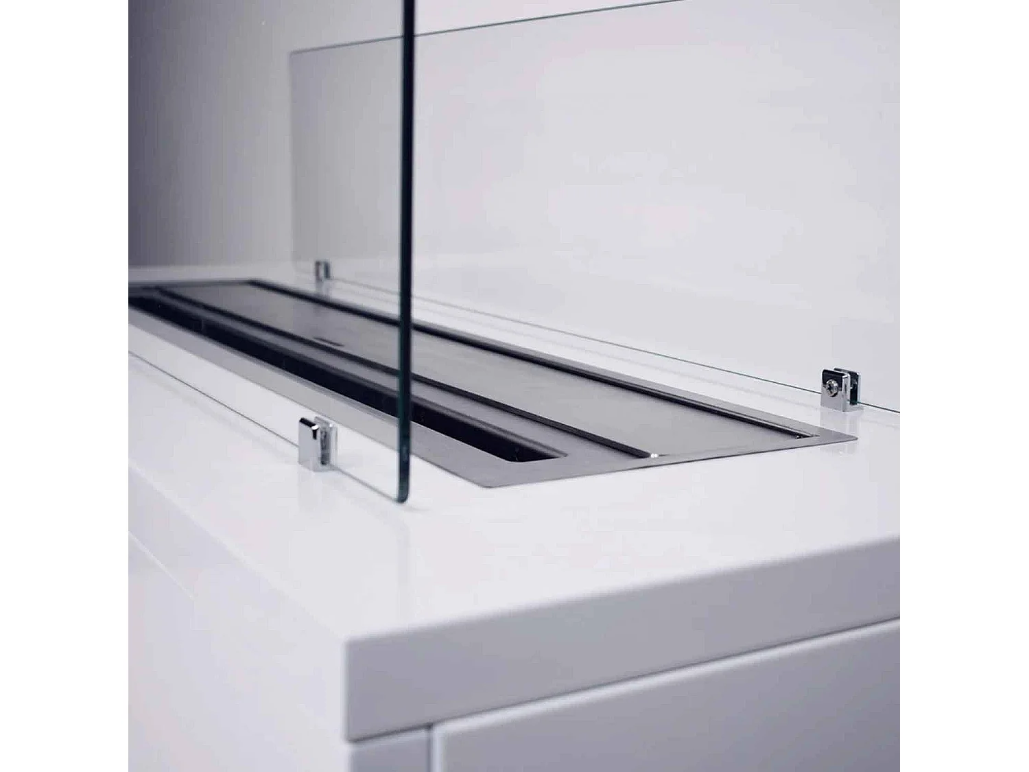 Caravaggio - Camino a bioetanolo da terra per interno ed esterno 100x40xH40 cm, colore bianco