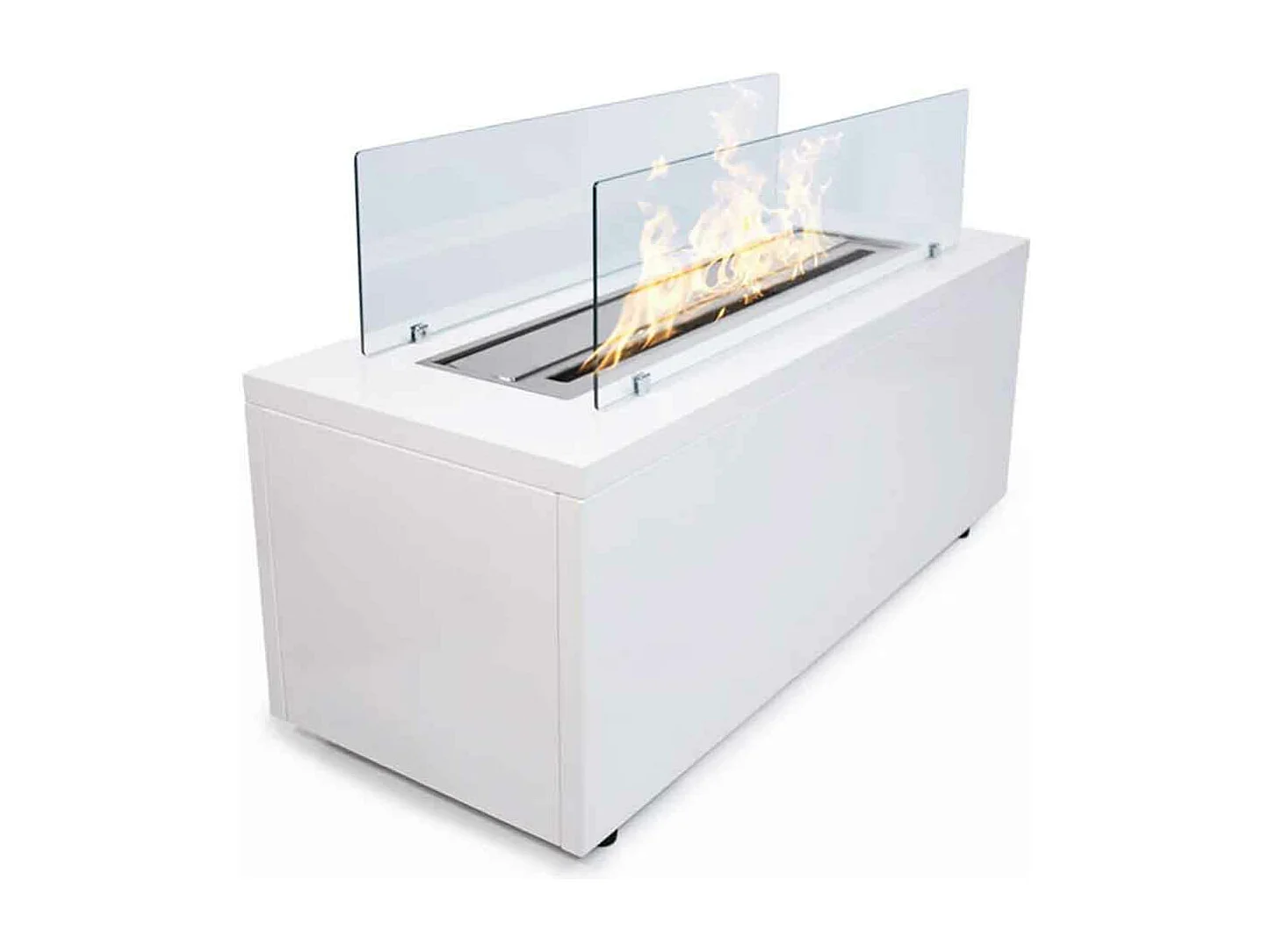 Caravaggio - Cheminée au bioéthanol de sol 100x40xH40 cm, couleur blanc