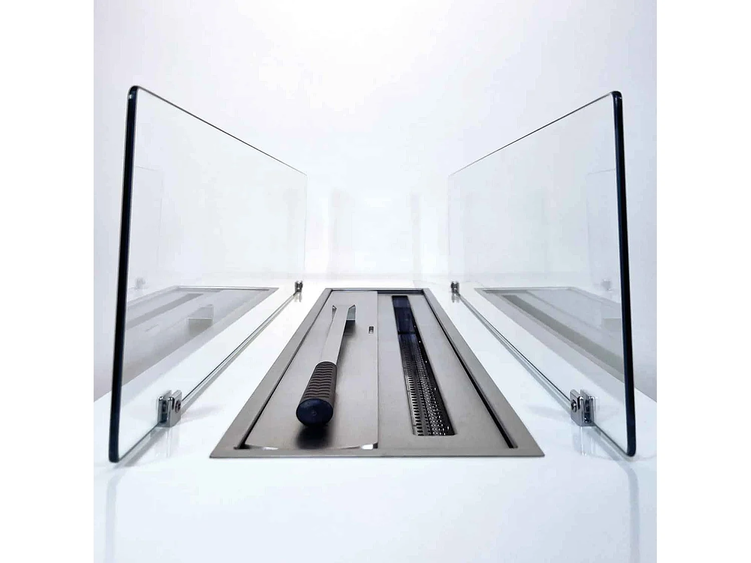 Caravaggio - Cheminée au bioéthanol de sol 100x40xH40 cm, couleur blanc