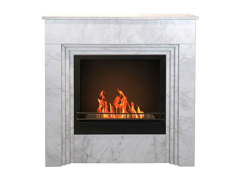 Bellini - Chimenea de bioetanol de suelo 96x35xH96 cm, efecto mármol blanco
