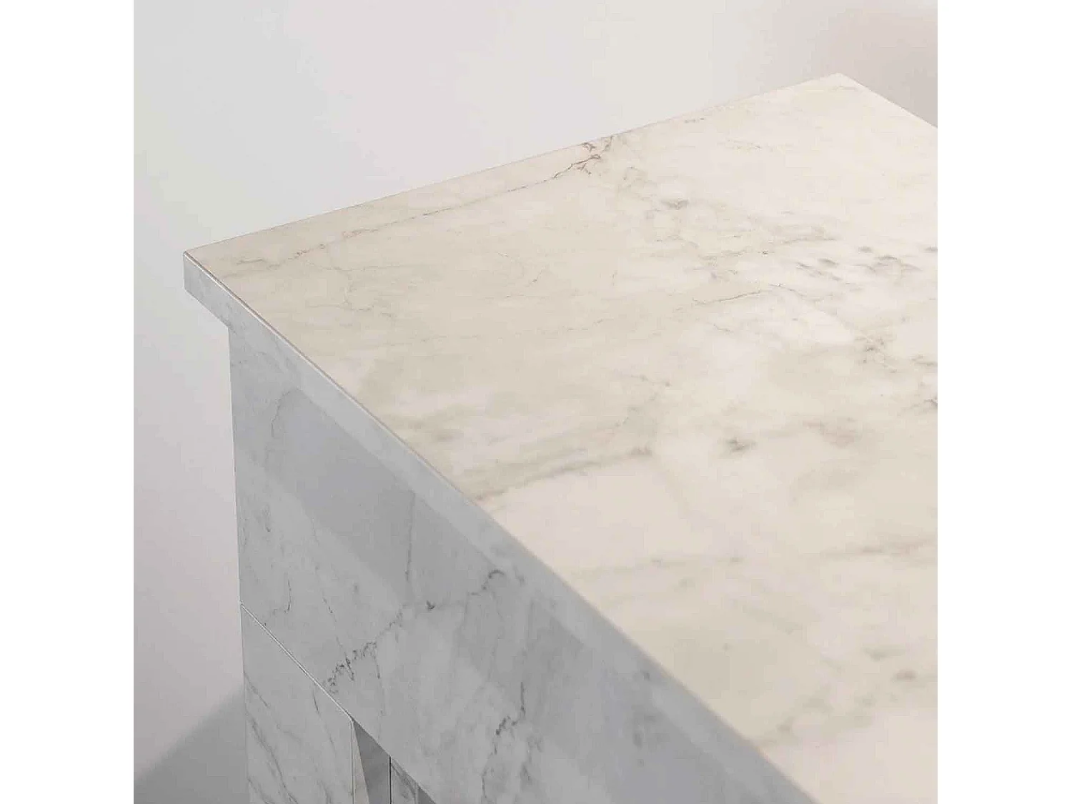 Bellini - Cheminée au bioéthanol de sol 96x35xH96 cm, effet marbre blanc