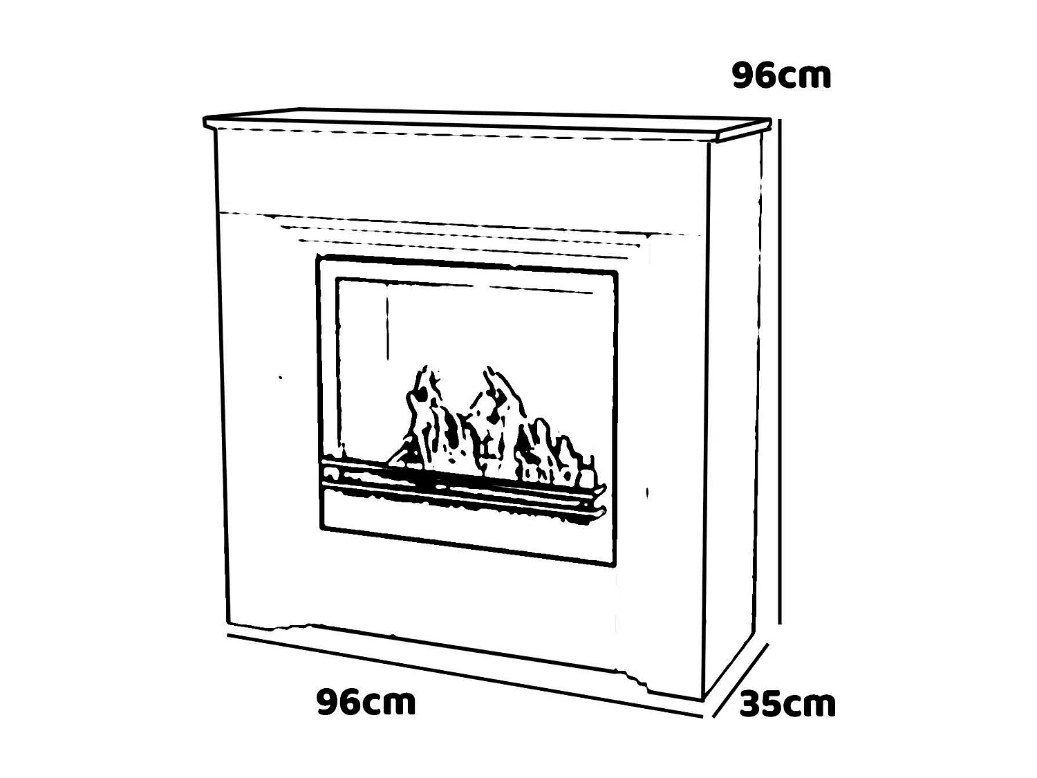 Bellini - Cheminée au bioéthanol de sol 96x35xH96 cm, effet marbre blanc