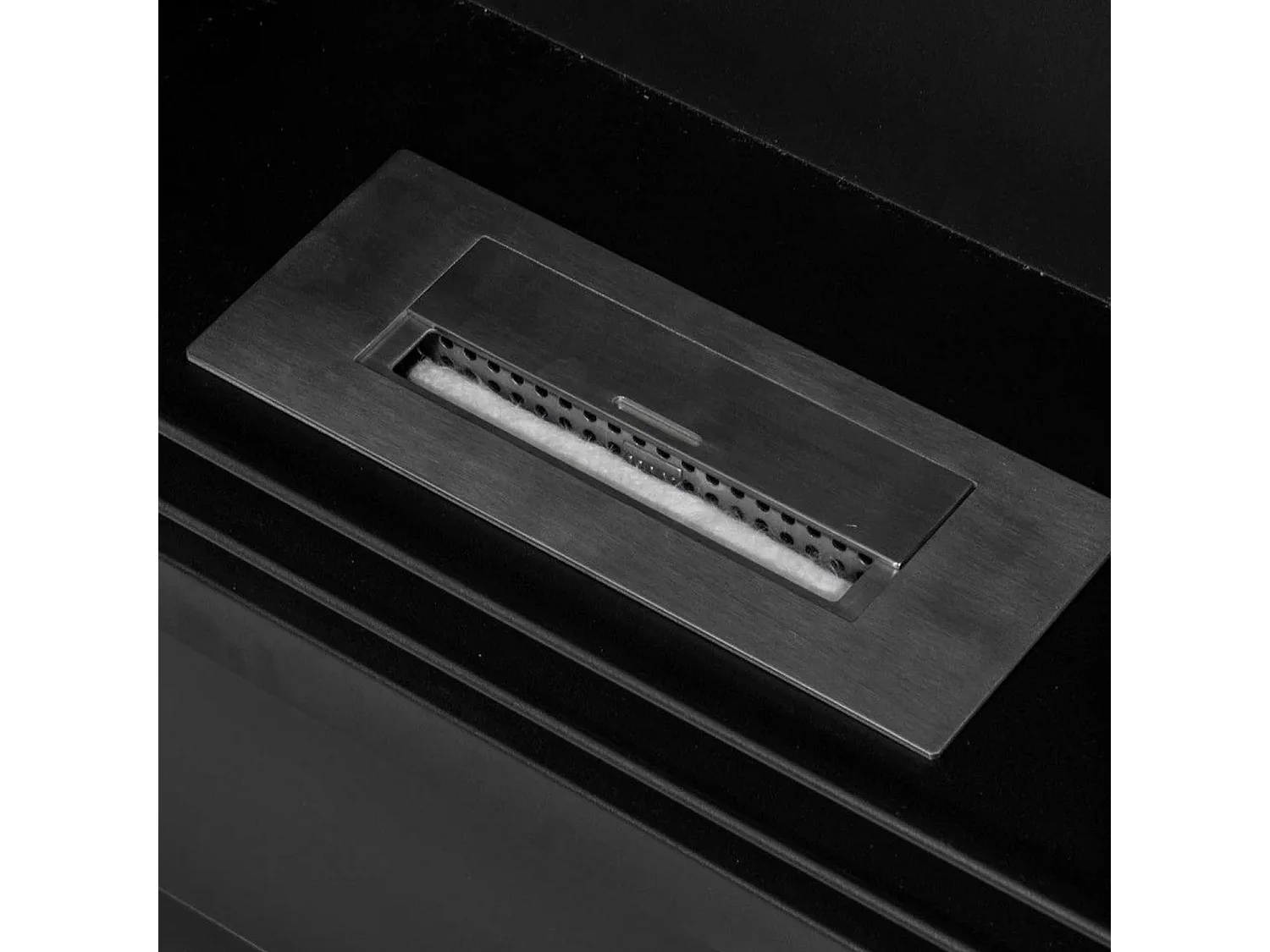 Cambridge - Cheminée au bioéthanol de sol en bois 110x37xH102 cm, couleur noir