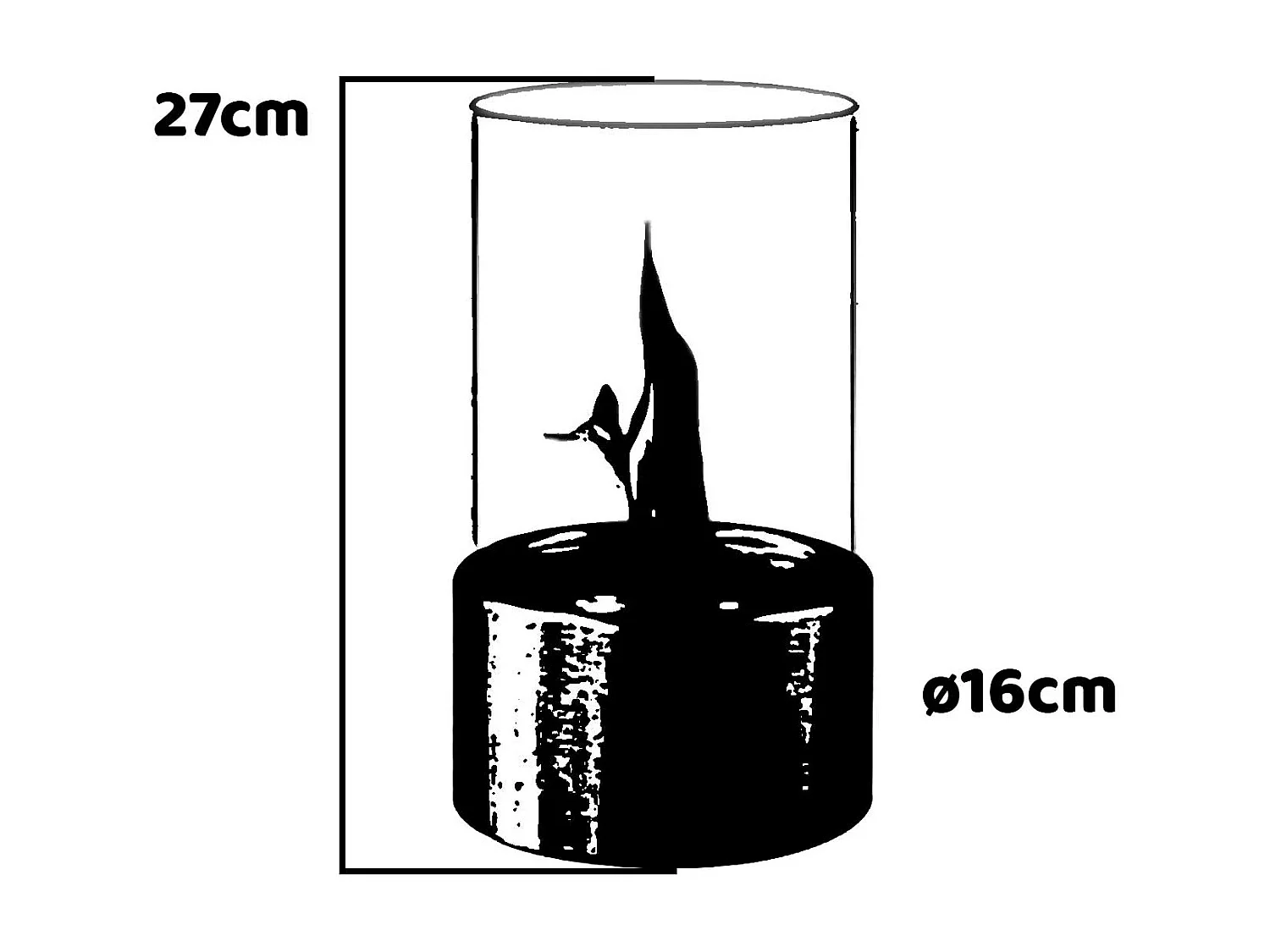 Marsiglia - Chimenea de bioetanol de mesa para interior y exterior ø16 x H27 cm, color de oro
